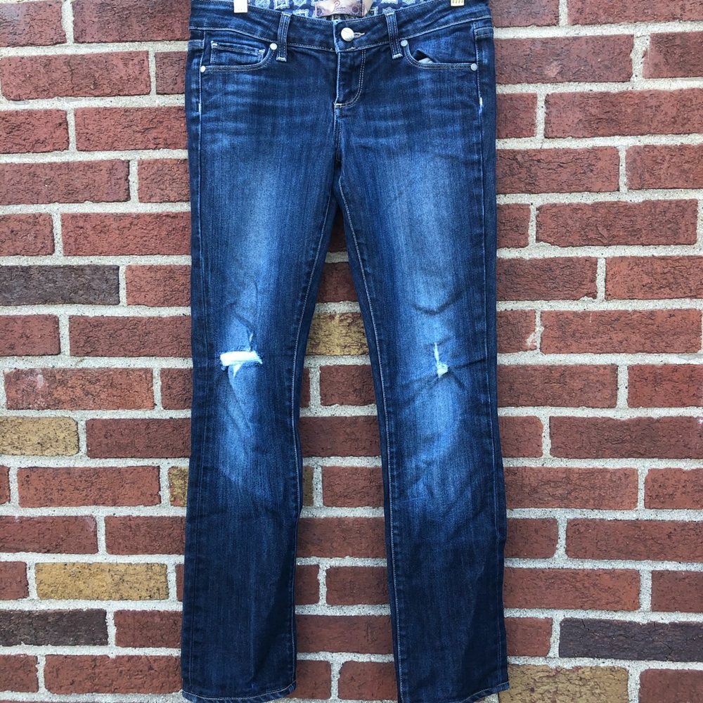 Paige Jeans Womens Blue Heights Distressed Size 26